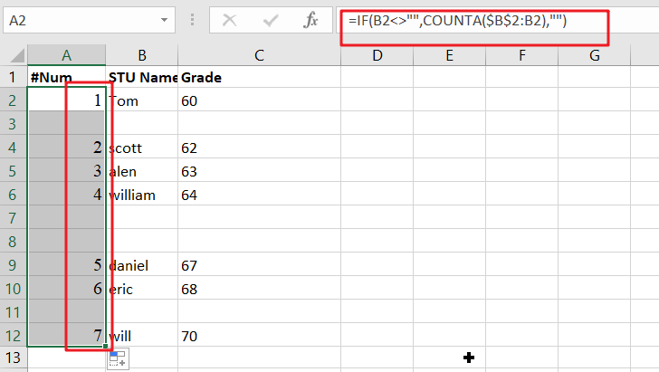 Add Row Numbers And Skip Blanks4