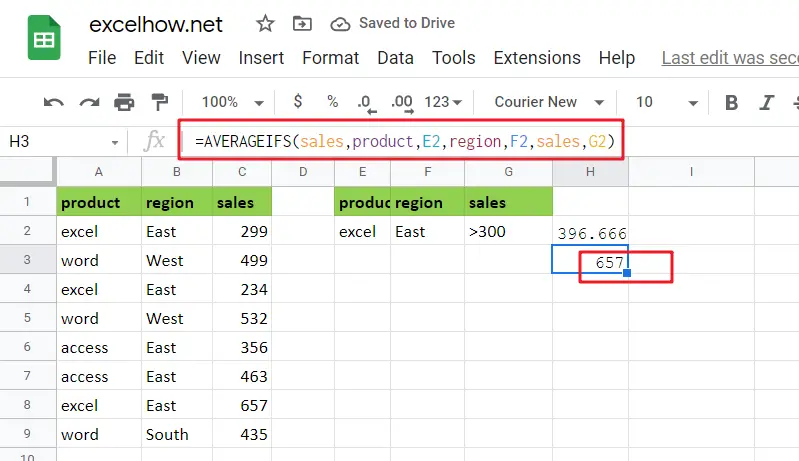 Average cells based on multiple criteria in google sheets1