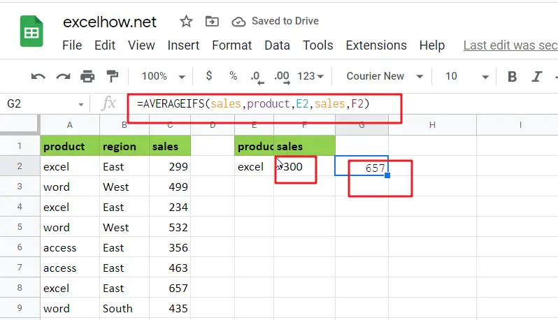 Average cells based on multiple criteria in google sheets1