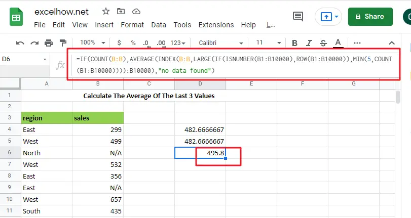 Average the last 3_ 5 or N numeric values in google sheets1