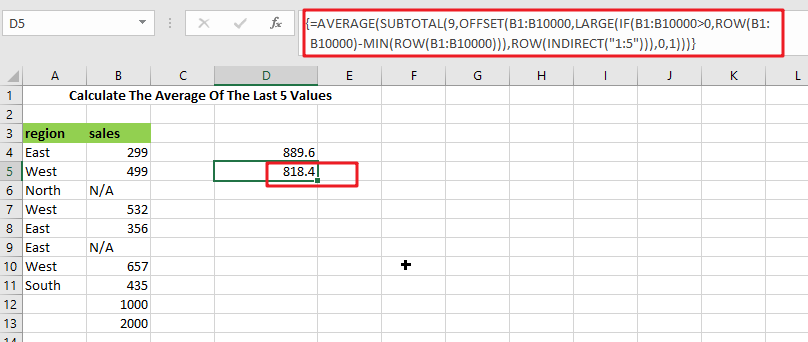 Average the last 3_ 5 or N numeric values1