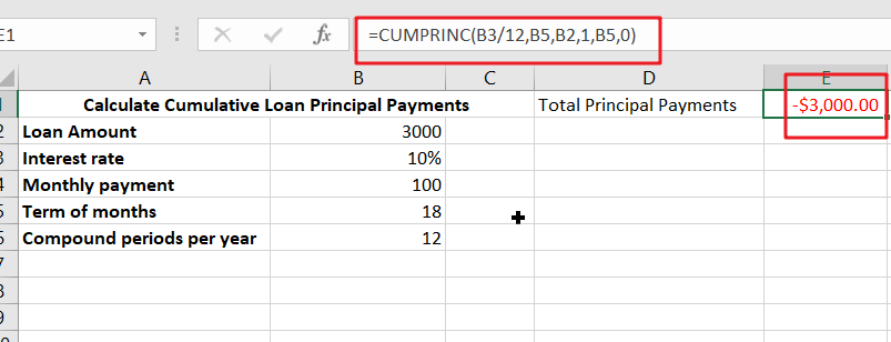 Calculate Compound loan principal payments excel1