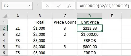 Trap Error or Replace Error by Specific Value with IFERROR function1