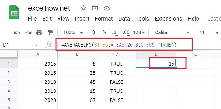 google sheets AVERAGEIFS function1