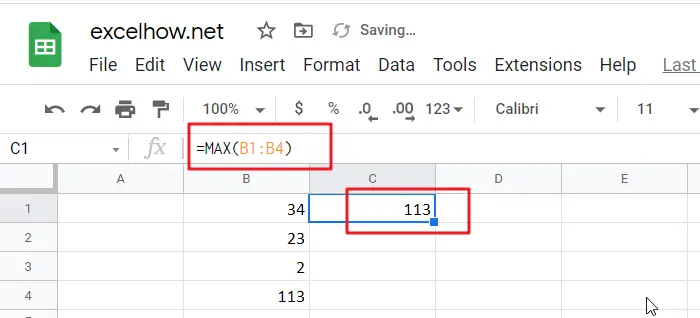 google sheets MAX function1