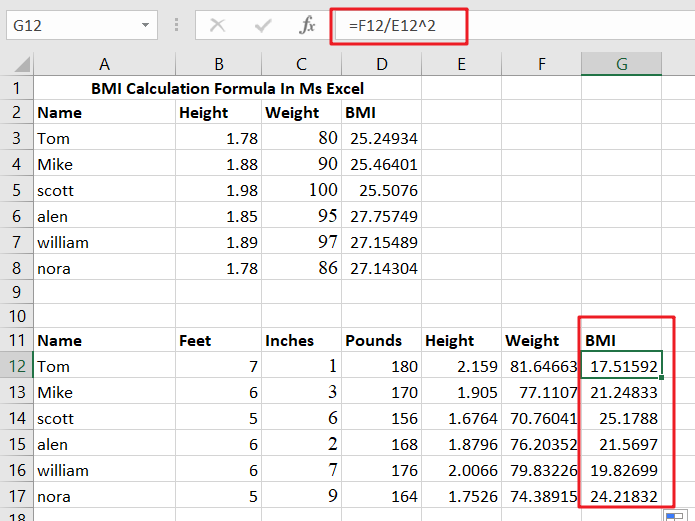 BMI calculation formula1