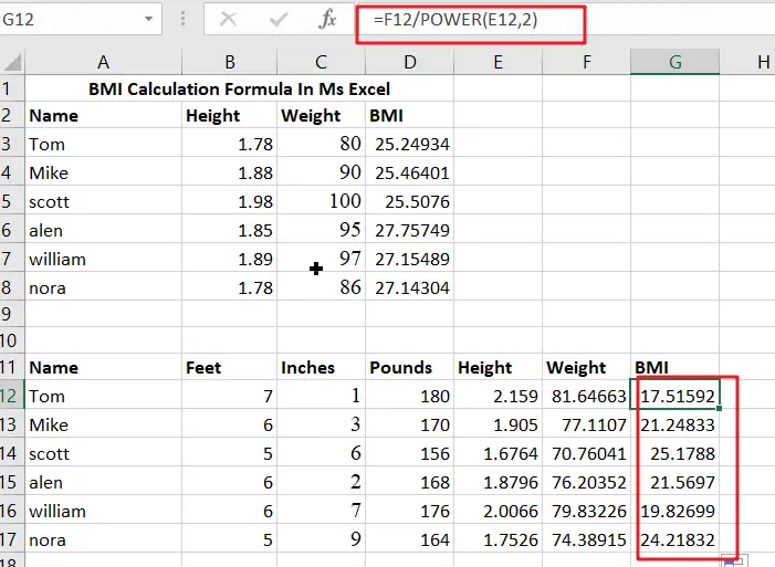 BMI calculation formula1