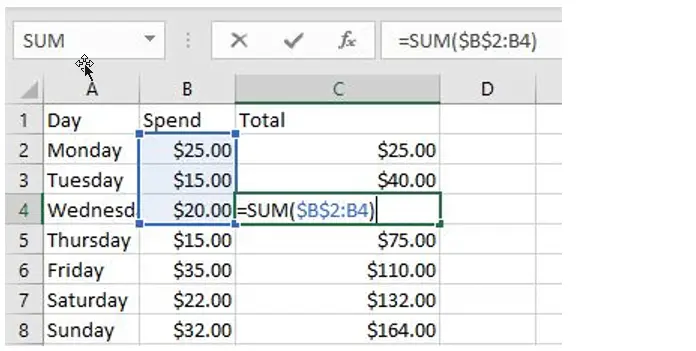 Calculate Cumulative Totals with Excel SUM Function1