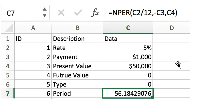 Calculate The Period of Loan or Investment in Excel1