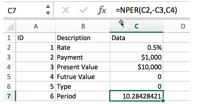 Calculate The Period of Loan or Investment in Excel1