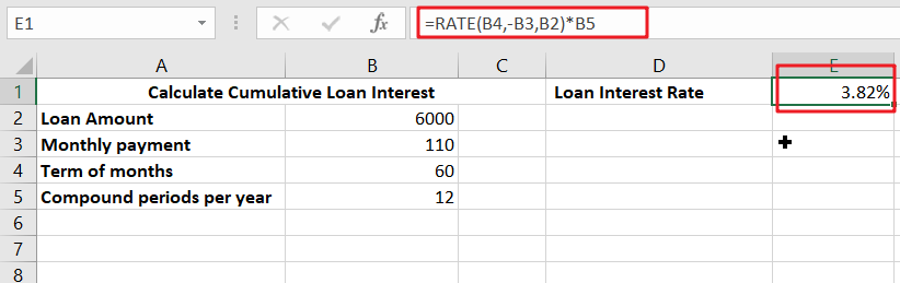 Calculate interest rate for loan1