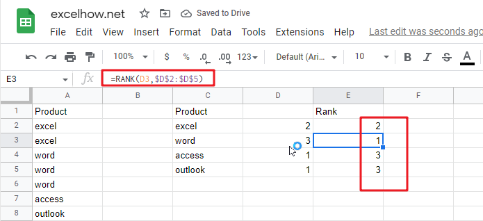 Rand Data by the Number of Occurrences in Google sheets6