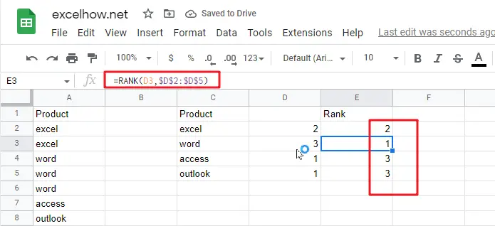 Rand Data by the Number of Occurrences in Google sheets6