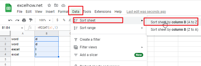 Sort Data by Last Character in google sheets1