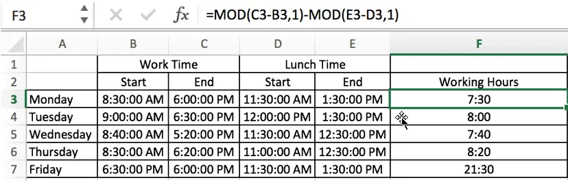 Working Hours Calculation Based on Clock1