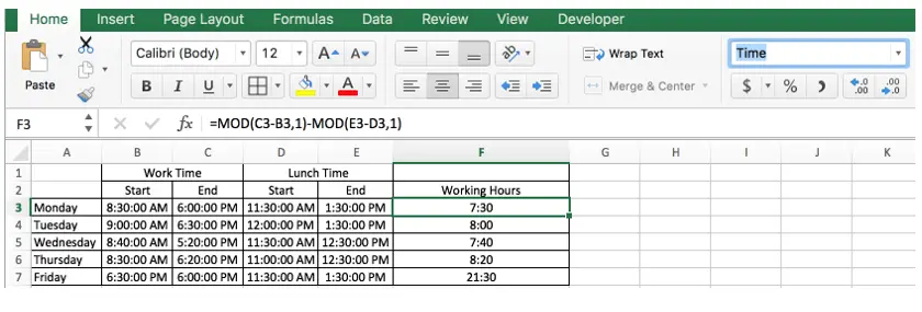 Working Hours Calculation Based on Clock1
