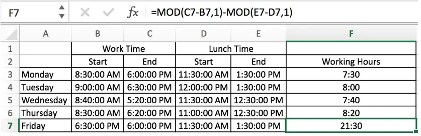 Working Hours Calculation Based on Clock1