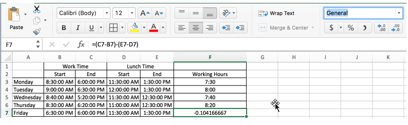 Working Hours Calculation Based on Clock1