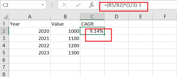 cagr formula examples in excel1