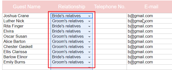 Free Wedding Guest List Templates For Google Sheets1