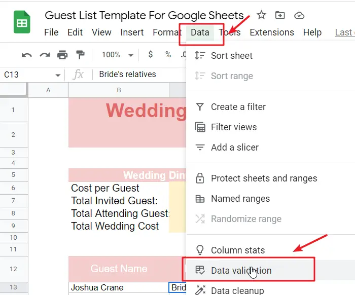 Free Wedding Guest List Templates For Google Sheets1