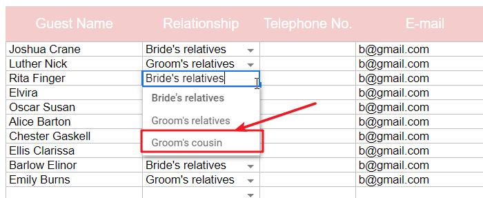 Free Wedding Guest List Templates For Google Sheets1