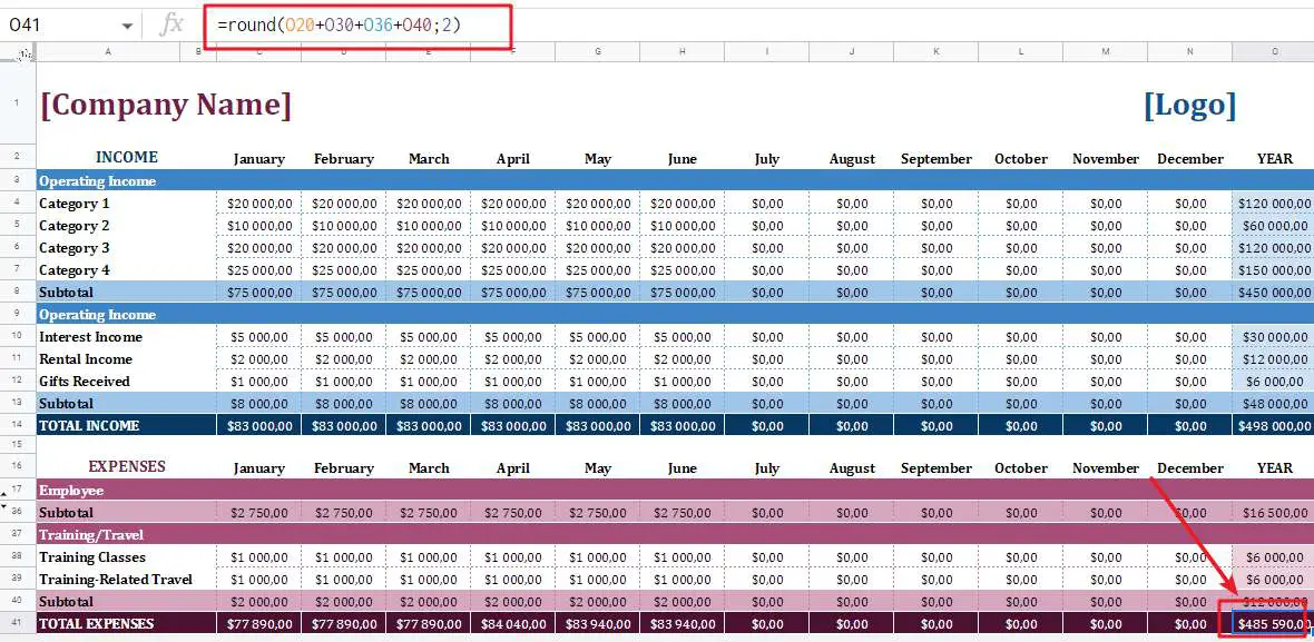 free business monthly budget template7-1