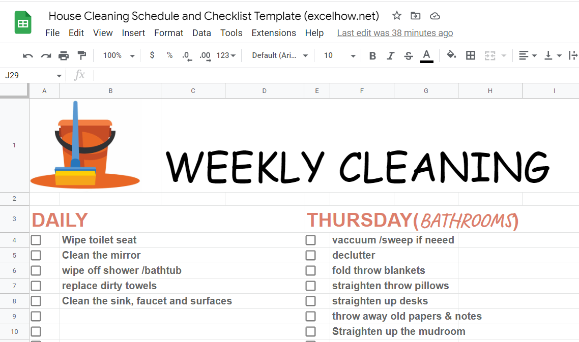 free cleaning schedue checklist template3-1