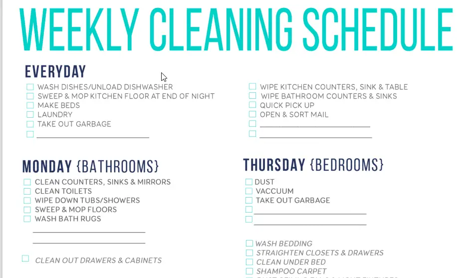 free cleaning schedule checklist template5-1