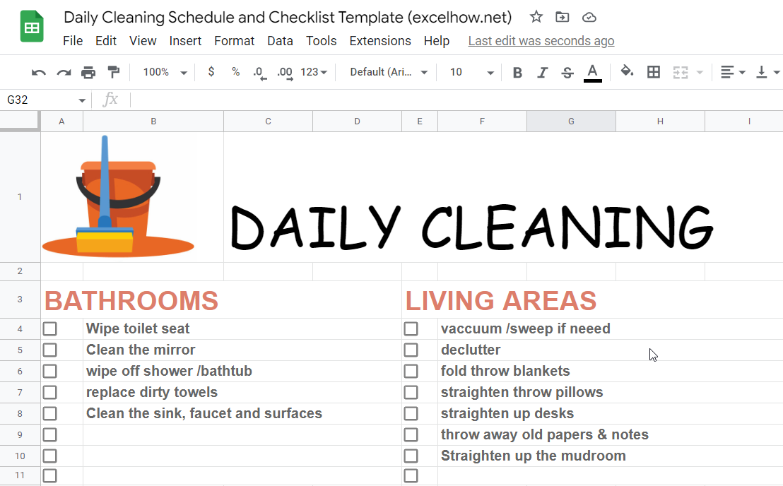 free daily cleaning schedule and checklist template1-1