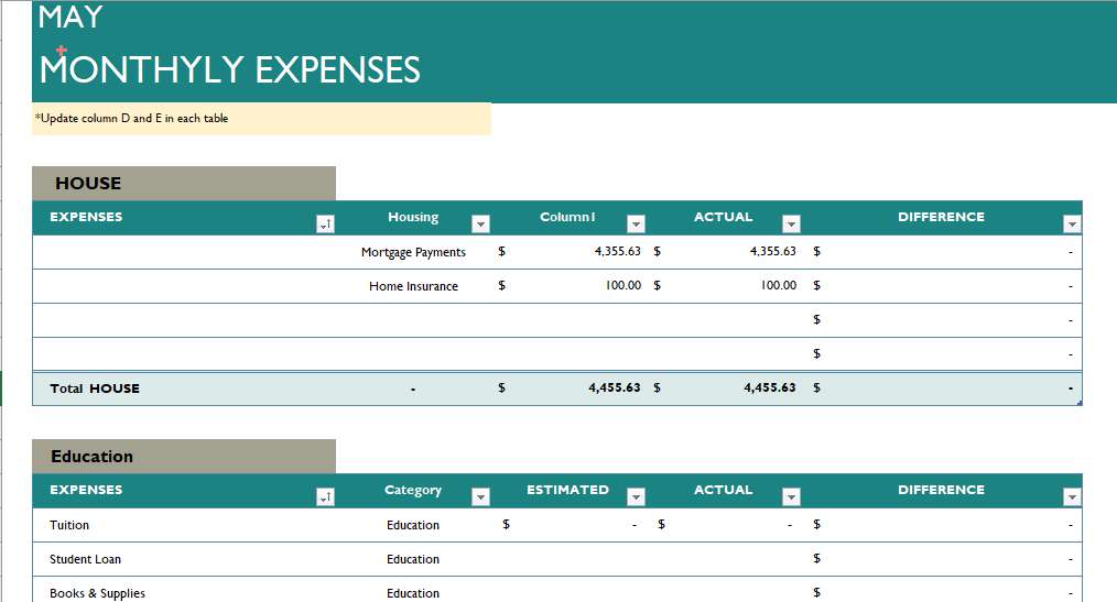 free detailed monthly budget template3-1