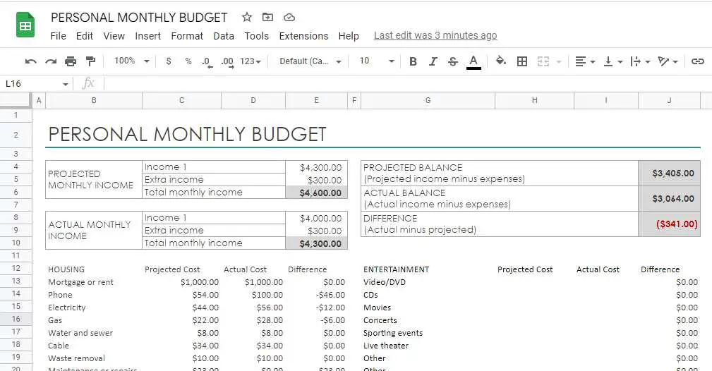 free personal monthly budget template1-1