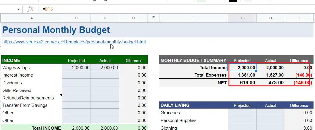 free personal monthly budget template5-1