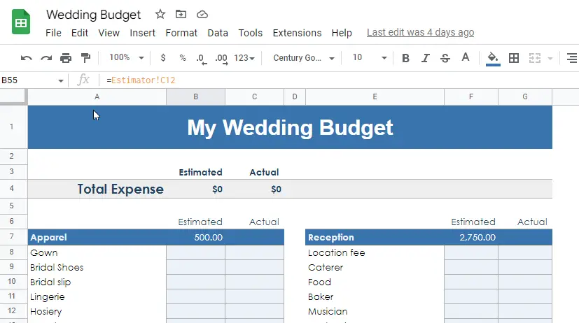 free wedding budget template4-1