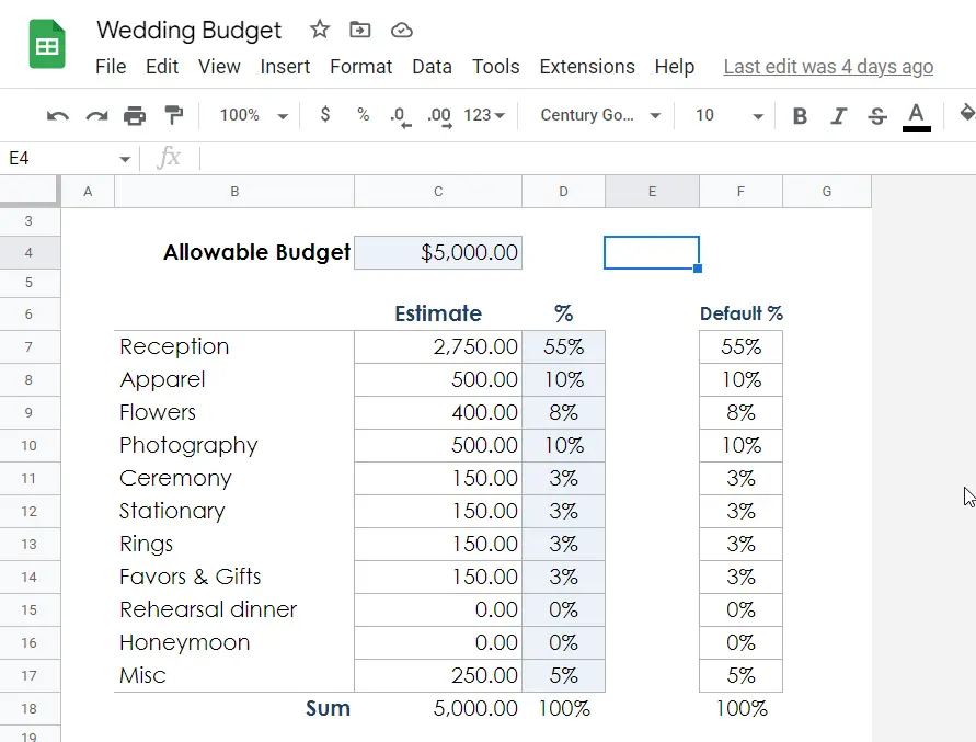 free wedding budget template4-1