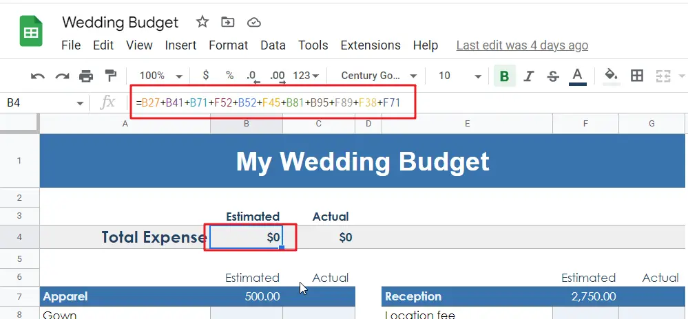 free wedding budget template4-1