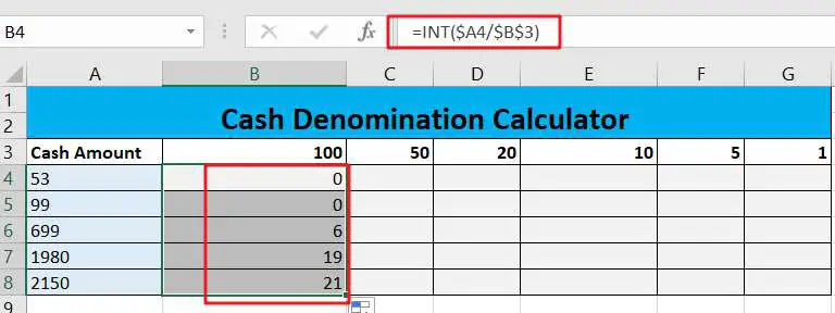 Cash denomination calculator