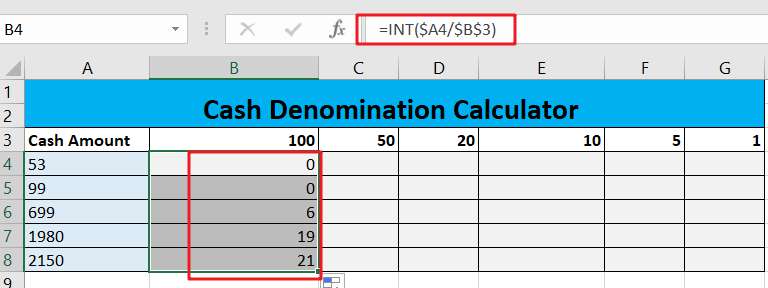 Cash denomination calculator