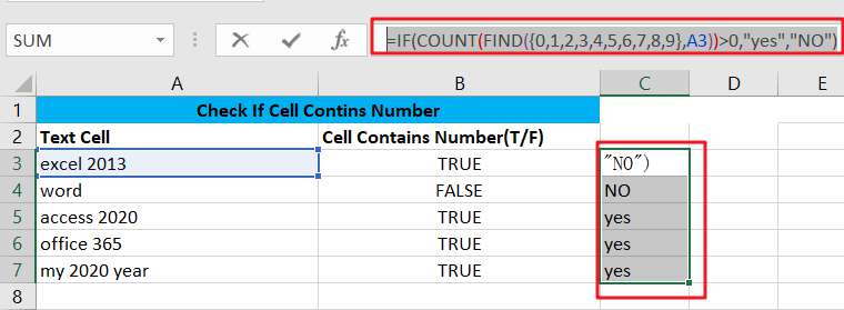  check Cell Contains Number  