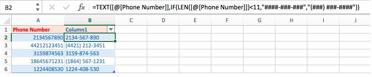  Phone Number Format in Excel 