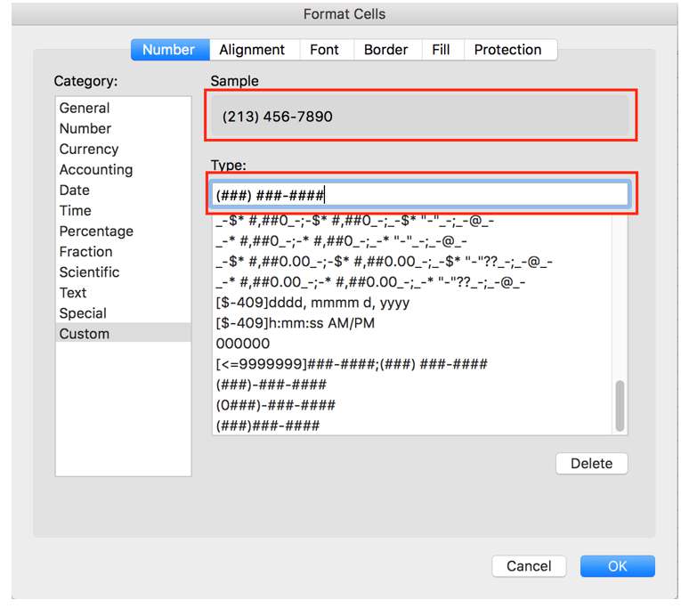  Phone Number Format in Excel 