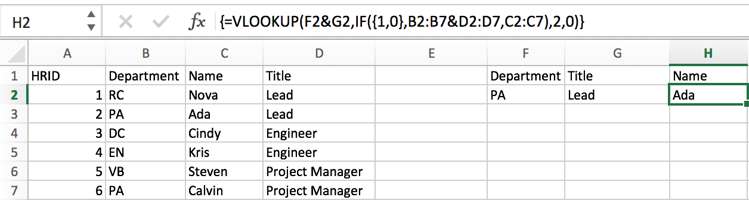 VLOOKUP Two-Conditional Lookup
