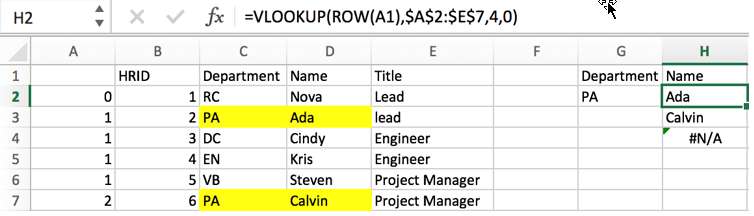 VLOOKUP to Return Multiple Values