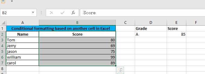 Conditional formatting based on another cell in Google Sheets Excel1