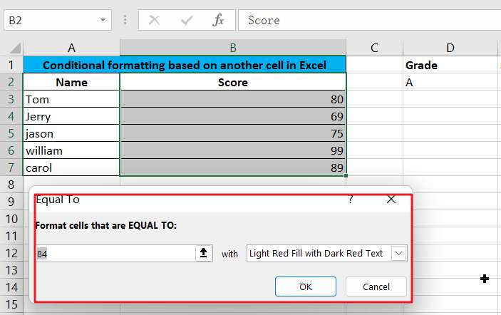 Conditional formatting based on another cell in Google Sheets Excel1