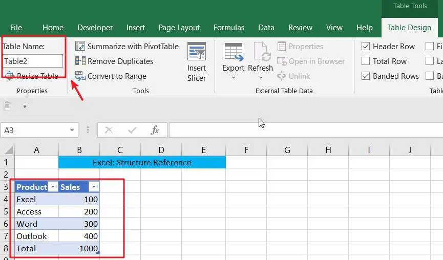  Excel Structure Reference 