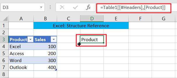  Excel Structure Reference 