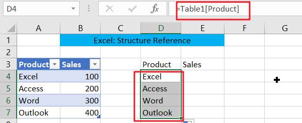  Excel Structure Reference 