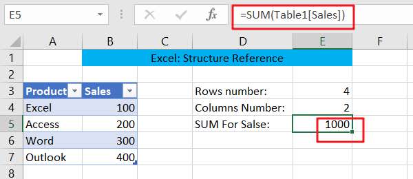  Excel Structure Reference 