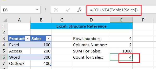  Excel Structure Reference 